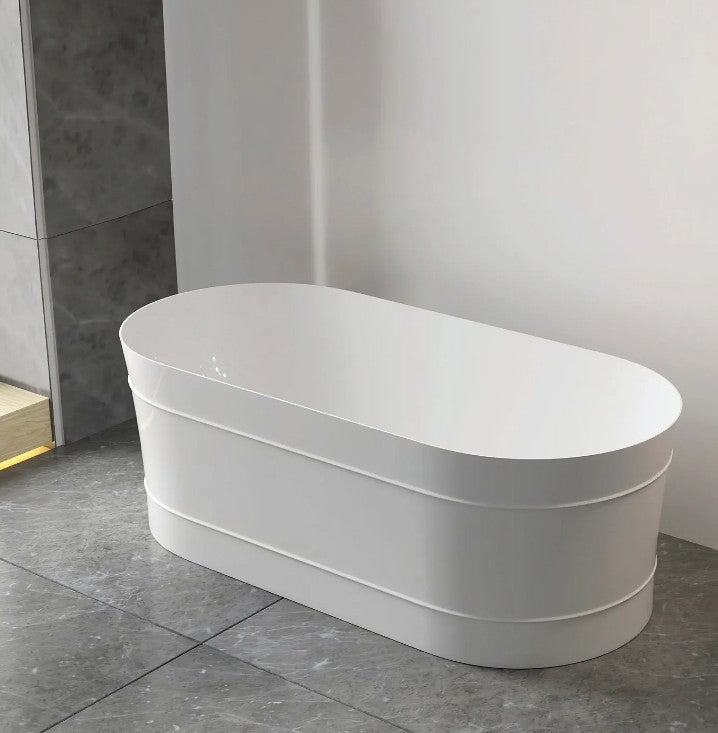 1500/1700*750/800*580mm INS OTTI Bondi Matt/Gloss White Oval Acrylic Freestanding Bathtub