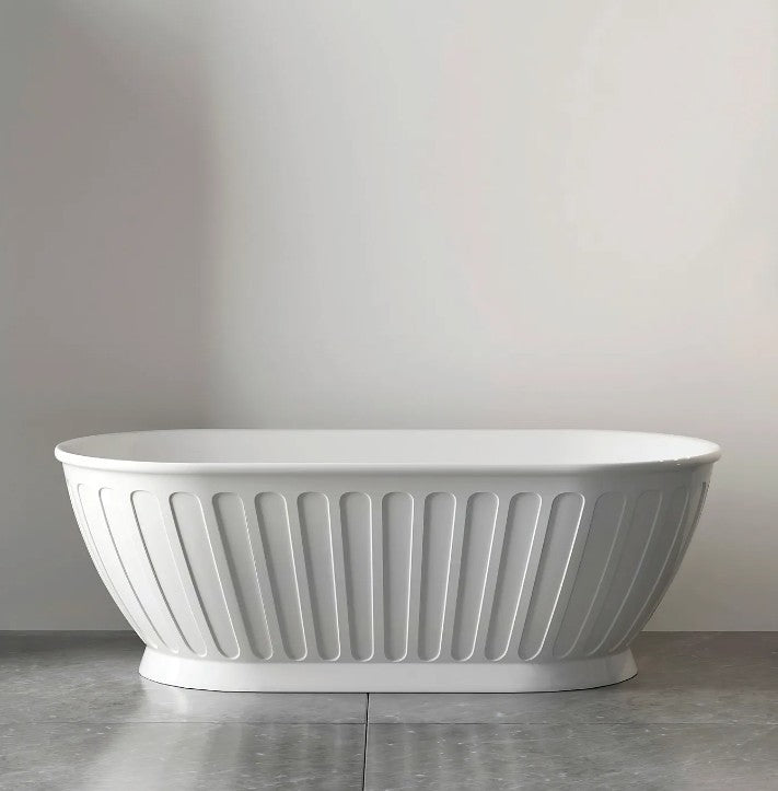 1500/1700*750/800*580mm INS OTTI Kensington Gloss/Matt White Oval Acrylic Freestanding Bathtub