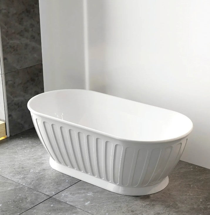 1500/1700*750/800*580mm INS OTTI Kensington Gloss/Matt White Oval Acrylic Freestanding Bathtub