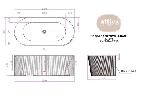 1500/1700*750/800*580mm INS OTTI Noosa Gloss/Matt White Oval Acrylic Freestanding Bathtub