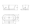 1500*750*560mm Hampton 1500 NF and Gloss White Freestanding Bathtub