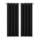 2x Blockout Curtains Panels 3 Layers Eyelet Room Darkening 140x160cm Black