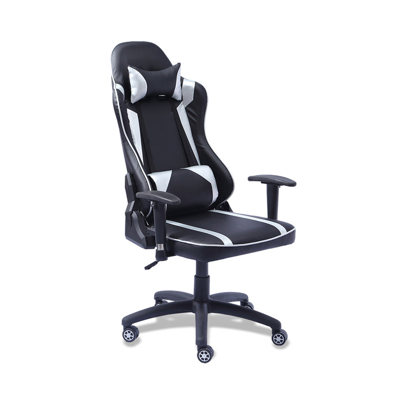 Levede Executive Gaming Office Chair Racing Computer PU Leather Recliner Silver