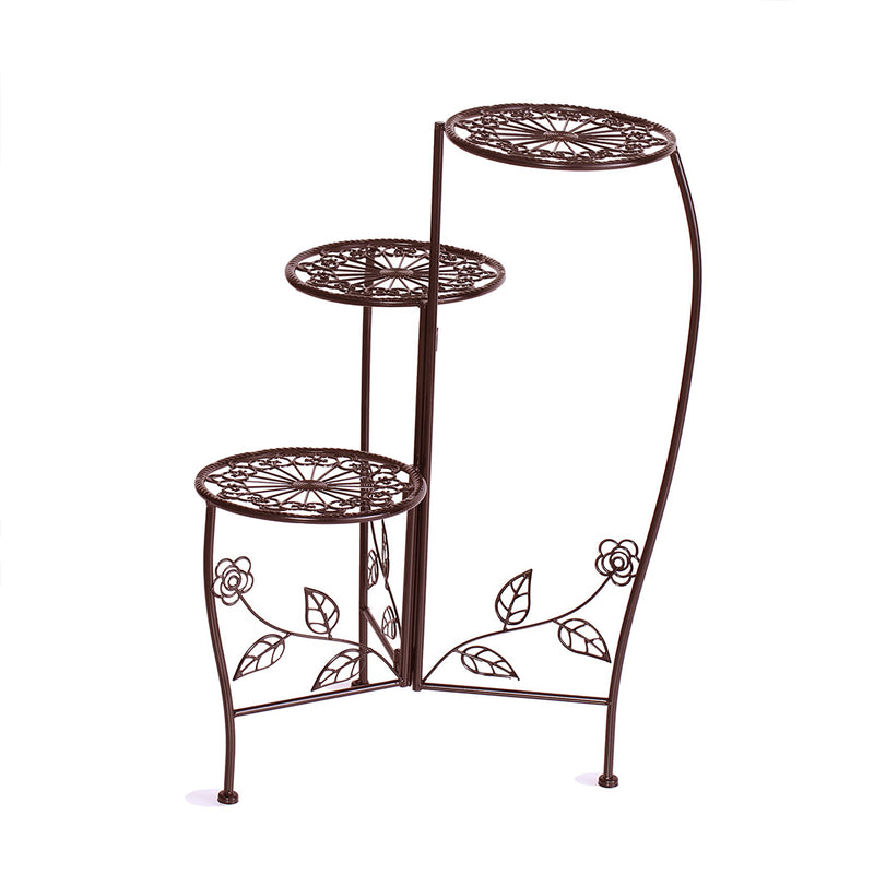 Wrought Outdoor Indoor Flower Pots Plant Stand Garden Metal Corner Shelf Bronze