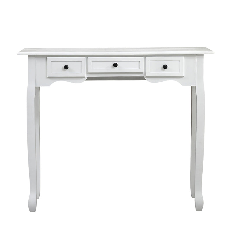 White 3 Drawer 94x40x80cm Hall Console Table Hallway Side Entry Wooden Timber