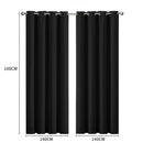 2x Blockout Curtains Panels 3 Layers Eyelet Room Darkening 140x160cm Black