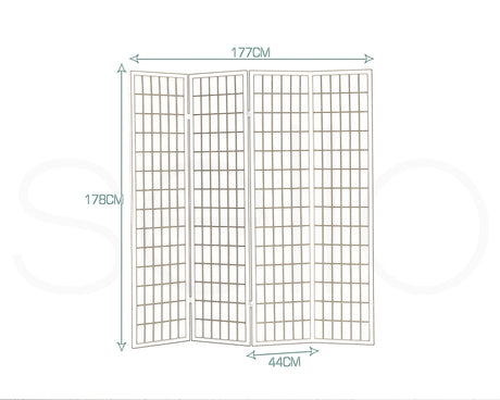 Levede 4 Panel Free Standing Foldable Timber Room Divider Privacy Screen with Wood Frame