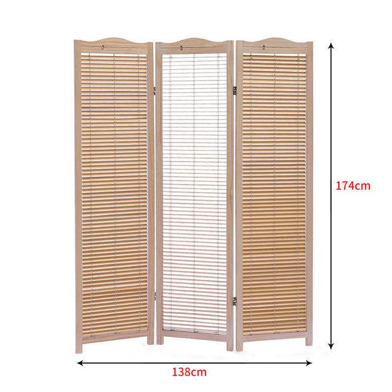 Levede 3 Panel Free Standing Foldable  Room Divider Privacy Screen Wood Frame