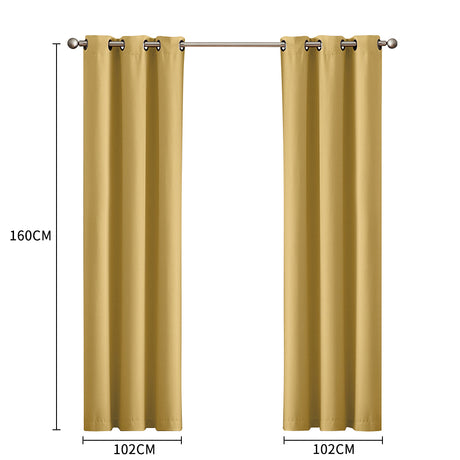 DreamZ Blockout Curtain Blackout Curtains Eyelet Room 102x160cm Mustard