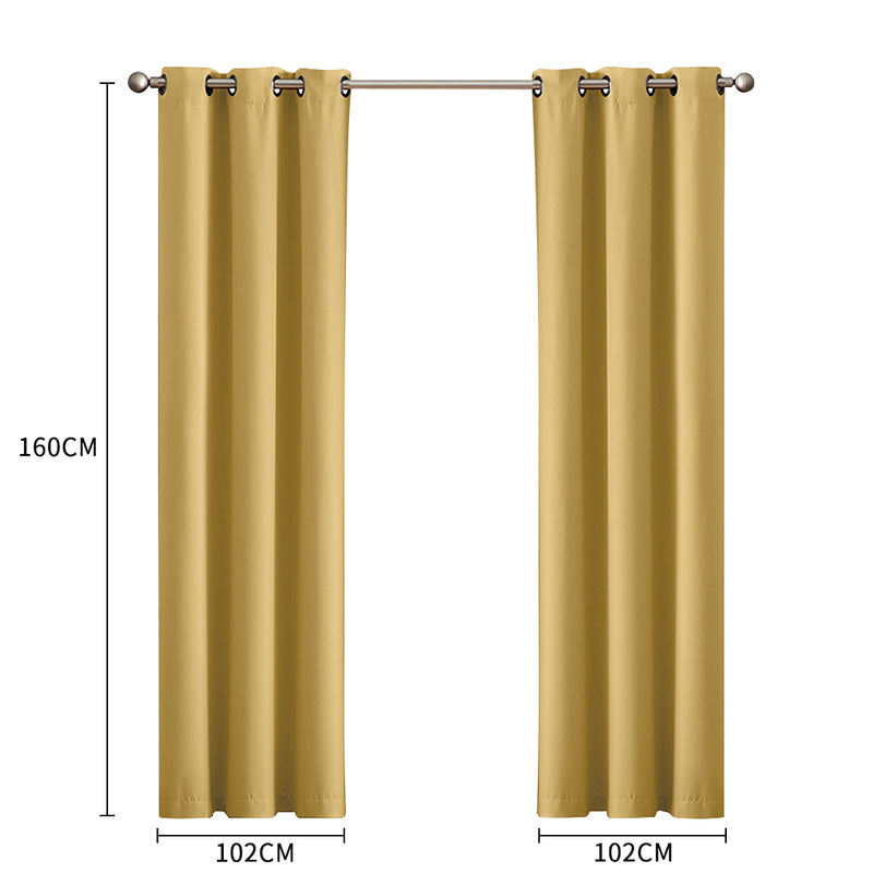 DreamZ Blockout Curtain Blackout Curtains Eyelet Room 102x160cm Mustard