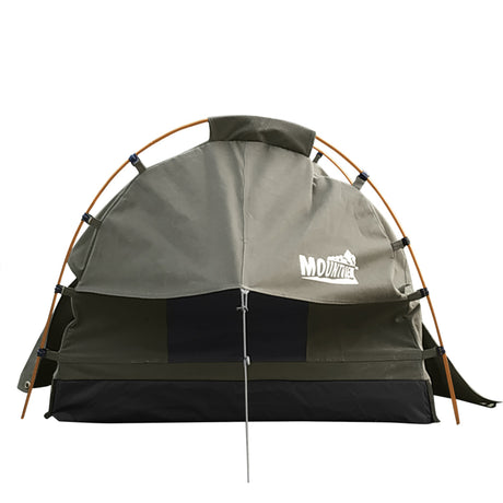 Mountview Camping Swags Canvas Free Standing Swag Dome Tents Kings Single Grey