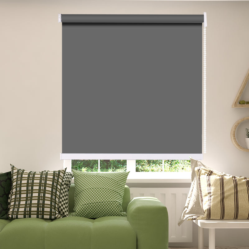 Modern Blockout Roller Blinds Curtain Full Sun Shading Dark Grey 180cmx210cm