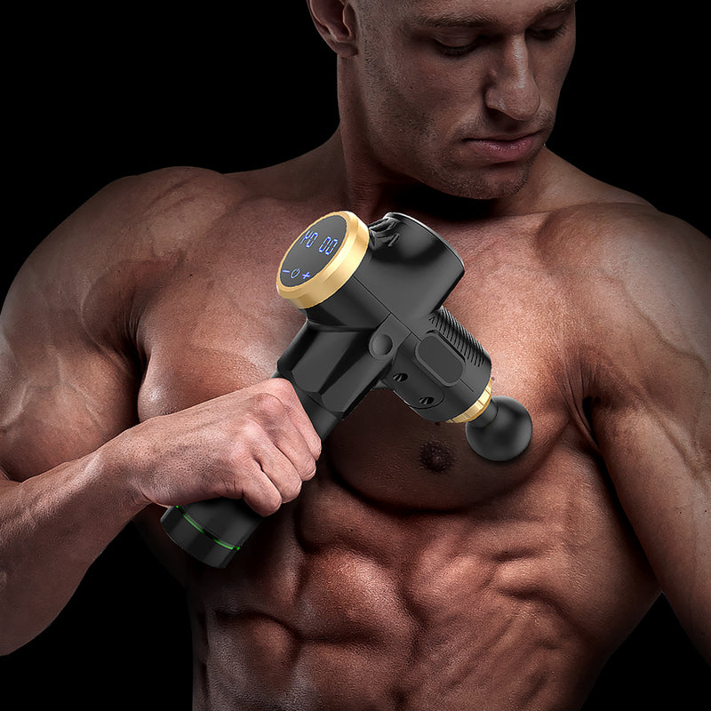 Black 4 Heads Massage Gun Percussion Muscle Vibrating Relaxing Recover