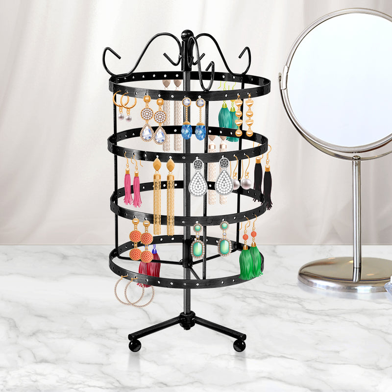 Earring Holder Stand Jewelry Display Hanging Rack Storage Metal Organizer 4 Tier Black