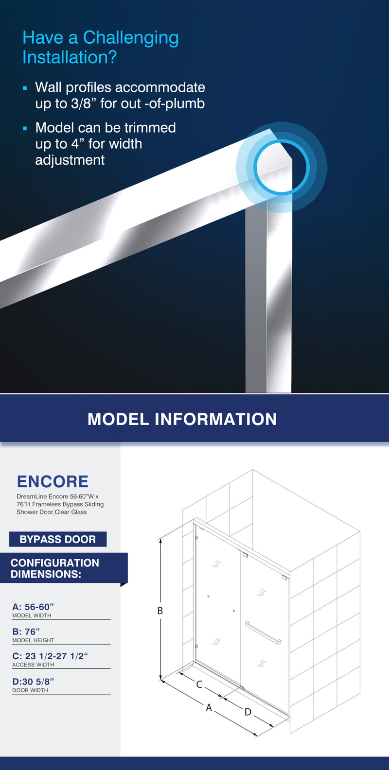 Levede Bath Shower Enclosure Screen Seal Strip Glass Shower Door 1500x1900mm