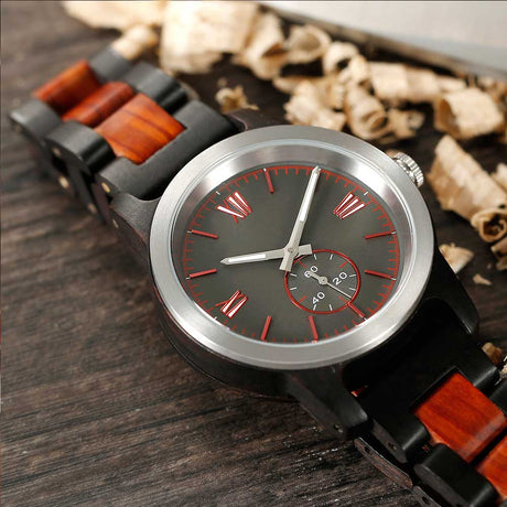 Handcrafted Ebony & Rose Wood Watch - Best Gift Idea!