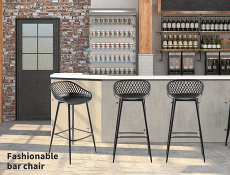 Levede Bar Stool Dining Chairs Metal Kitchen Stool Chair Barstools Outdoor Black x2