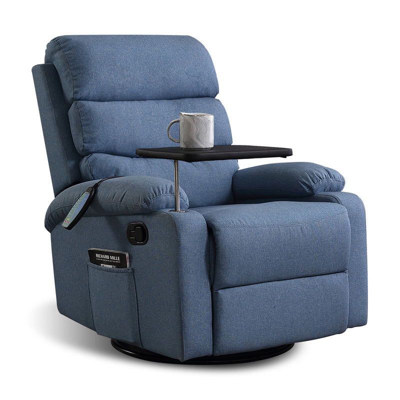 Levede Massage Chair Recliner 8 Point Heated Lounge Sofa Armchair 360 Swivel Blue