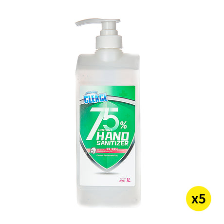 Cleace 5x Hand Sanitiser Sanitizer Instant Gel Wash 75% Alcohol 1000ML