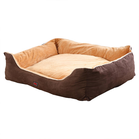 PaWz Deluxe Soft Pet Bed Mattress with Removable Cover Size Large in Brown Colour