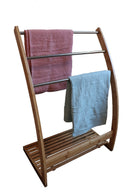 CARLA HOME Bamboo Towel Bar Metal Holder Rack 3-Tier Freestanding and Bottom shelf for Bathroom