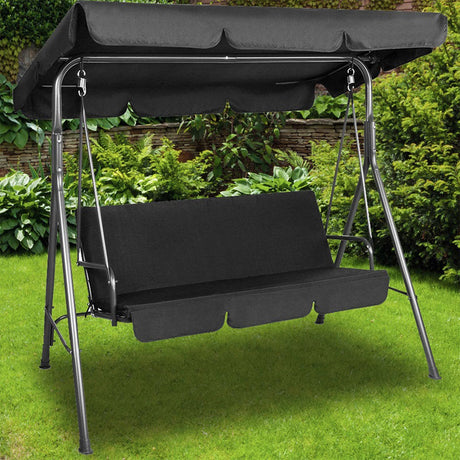 Outdoor Steel Swing Chair - Black (1 Box)