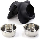 Dog Bowls Stainless Steel Dog Bowl with Non Spill Skid Resistant Silicone Mat 14/28 oz Double Pet Bowls Feeder Bowl for Dogs Cats and Pets (Medium) M (Pack of 1) Black