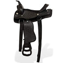 Western Saddle Headstal l& Breast Collar Real Leather 13" Black Horse Pad