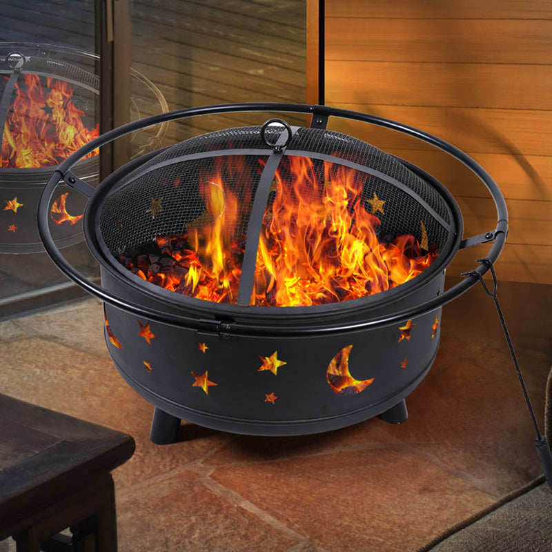 Outdoor Fire Pit BBQ Portable Wood Camping Fireplace Heater Patio Garden Grill