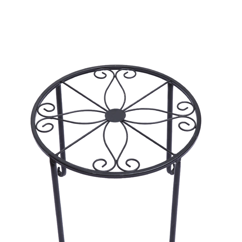 4X Outdoor Indoor Plant Stand Metal Black Flower Pot Garden Decor Rack Round