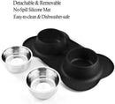 Dog Bowls Stainless Steel Dog Bowl with Non Spill Skid Resistant Silicone Mat 14/28 oz Double Pet Bowls Feeder Bowl for Dogs Cats and Pets (Medium) M (Pack of 1) Black