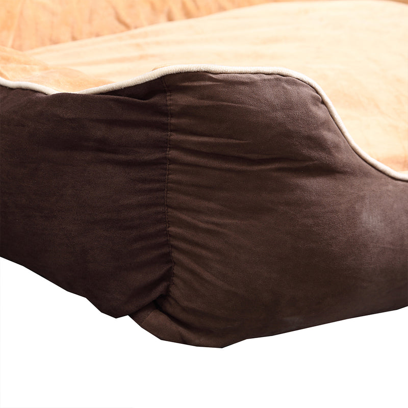 PaWz Deluxe Soft Pet Bed Mattress with Removable Cover Size Large in Brown Colour