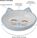 PetRageous 81026 Here Kitty Cat Bowl- Oval Blue 13cm, Blue, 5.5"/5.3 oz.