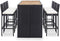 Solid Acacia Wood Outdoor Bar Set 7 Pieces with Cushions Garden Patio Backyard Porch Furniture Table and Stool Poly Rattan Black