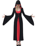 Women Hooded Robe Witch Costume Lace Up Front Halloween Cosplay Long Dresses