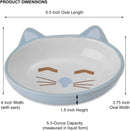 PetRageous 81026 Here Kitty Cat Bowl- Oval Blue 13cm, Blue, 5.5"/5.3 oz.