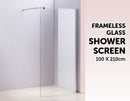 1000 x 2100mm Frameless 10mm Safety Glass Shower Screen