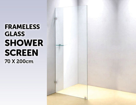 700 x 2000mm Frameless 10mm Safety Glass Shower Screen