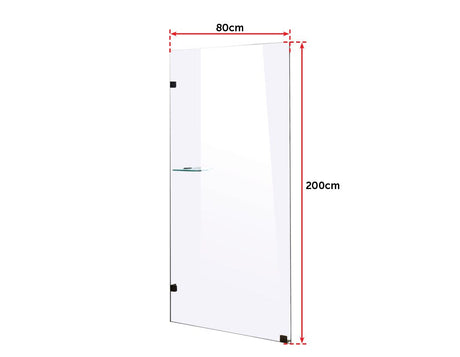 800 x 2000mm Frameless 10mm Safety Glass Shower Screen