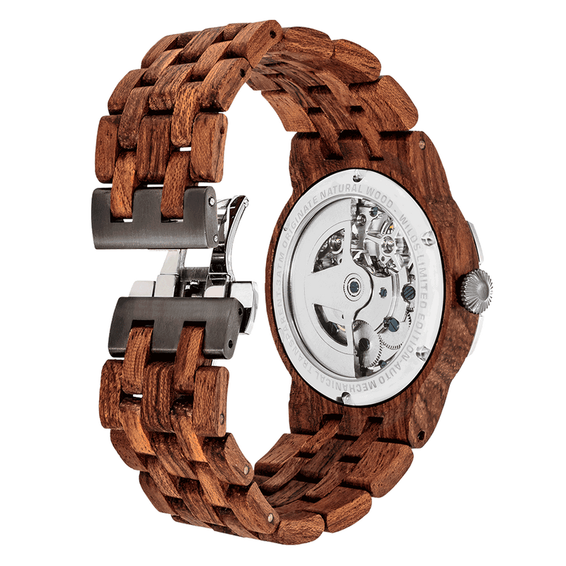 Men Dual Wheel Automatic Kosso Wood Watch