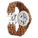 Men Dual Wheel Automatic Zebra Wood Watch