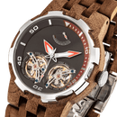 Men Dual Wheel Automatic Walnut Wood Watch