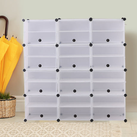 Cube Cabinet Shoe Storage Cabinet Organiser Shelf Stackable DIY 8 Tier 3 Column