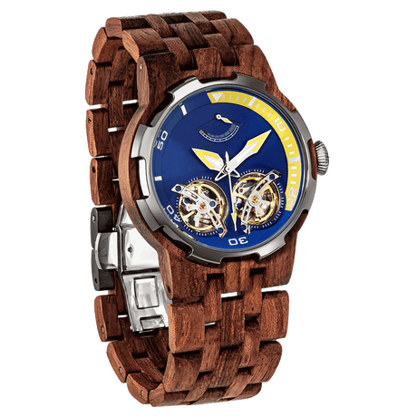 Men Dual Wheel Automatic Kosso Wood Watch