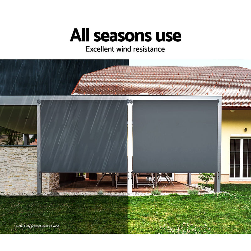 Instahut 2.7m x 2.5m Retractable Roll Down Awning - Grey