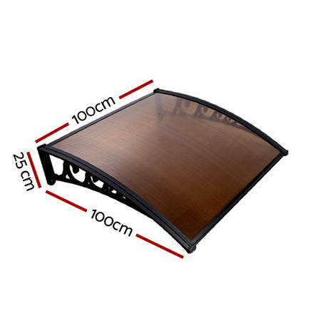 Instahut DIY Window Door Awning Brown 1 x 1M