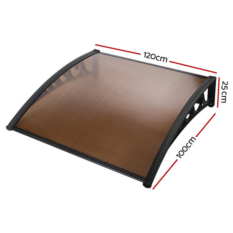 Instahut Window Door Awning Outdoor Door Canopy Patio Awning 1mx1.2m DIY Brown