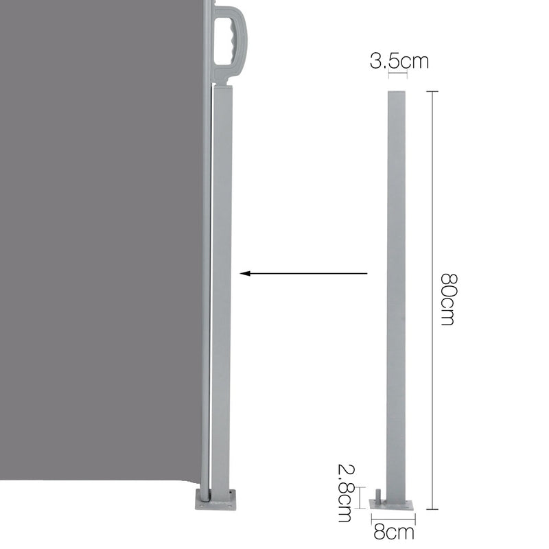 Instahut Retractable Side Awning Shade 1.8 x 3m - Grey