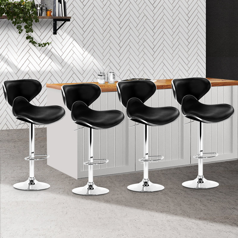 Artiss Set of 4 PU Leather Bar Stools - Black