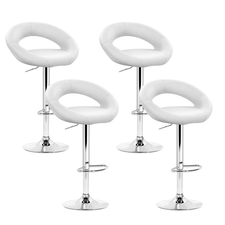 Artiss Set of 4 Bar Stools PU Leather Circular Style - White